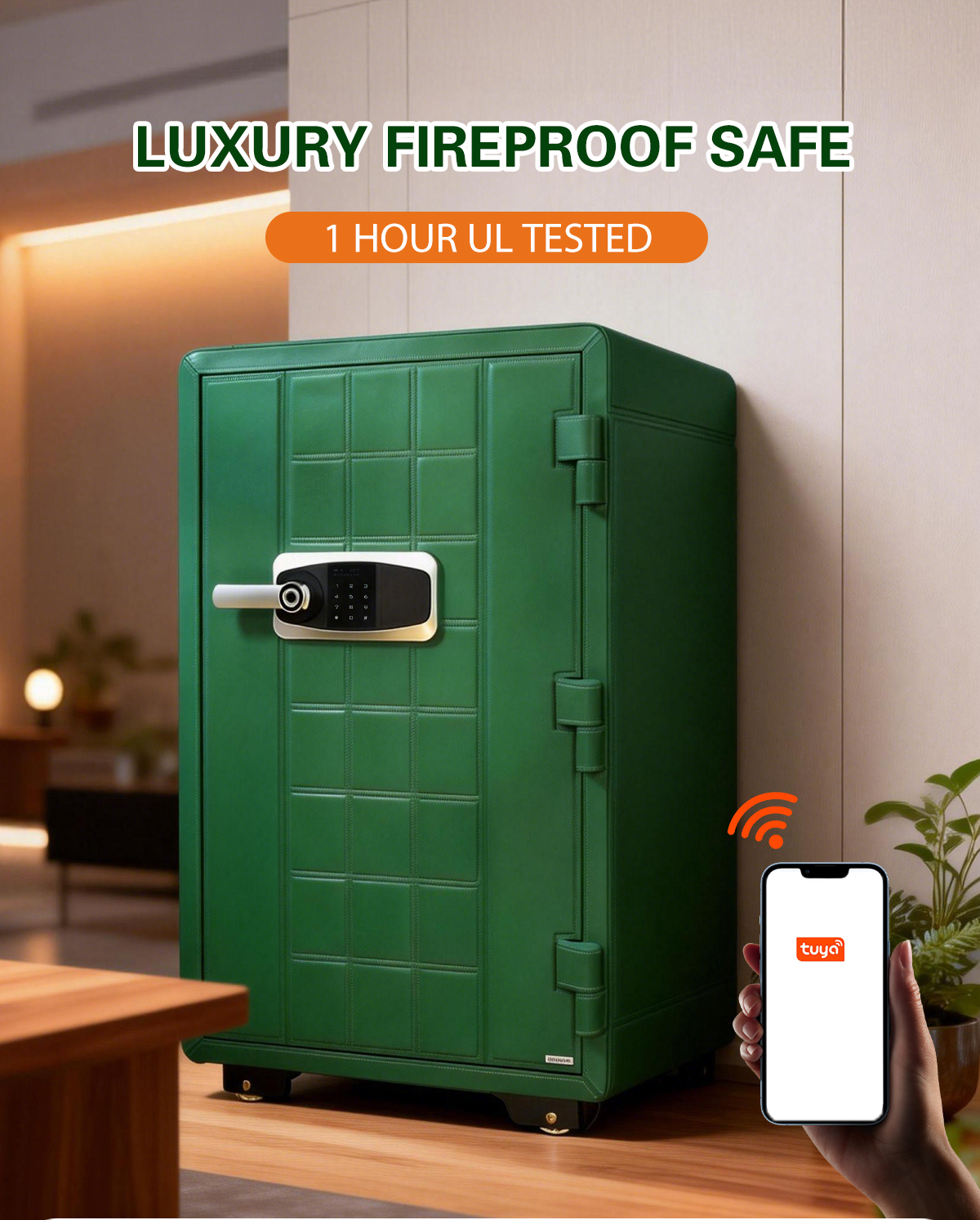 Green Luxury Fireproof Tuya Smart Safe | Watch Winder Safe